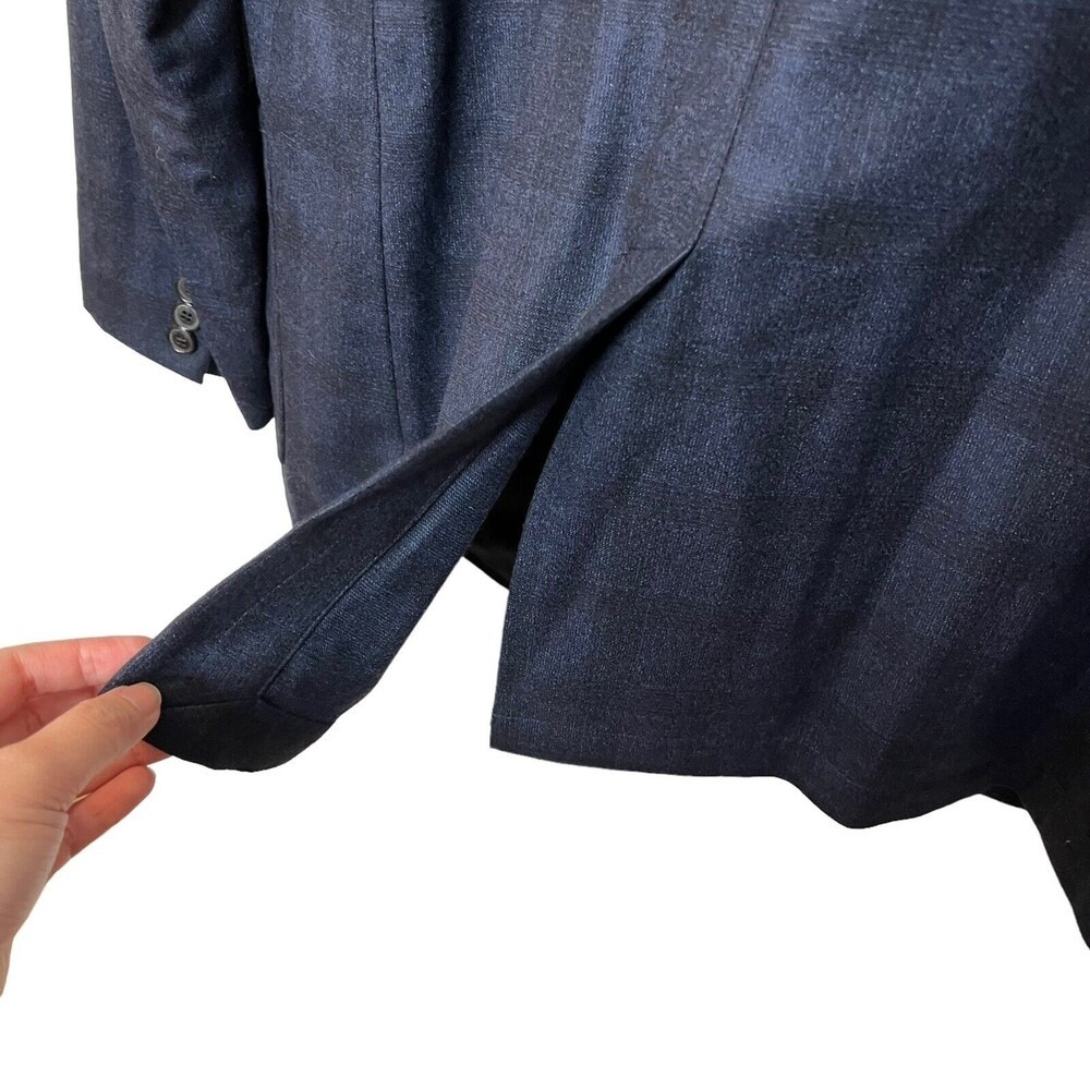 Salvatore Ferragamo Plaid Sport Coat Men's 40R EU50R Blue 2 Button Wool Blend - Picture 5 of 13